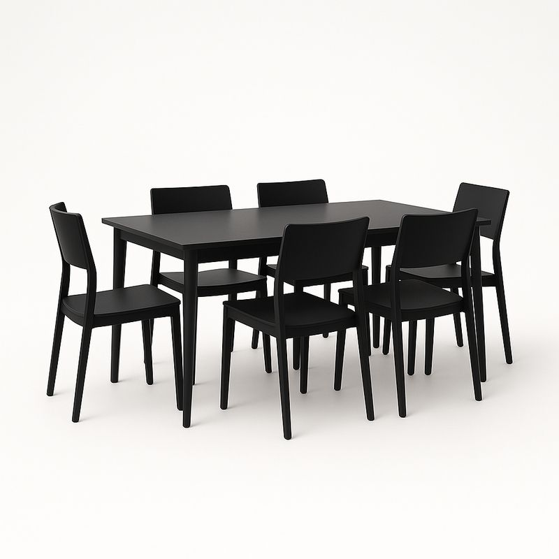 Esszimmerset Tisch und 6 Stühle Schwarz Holz 150x90 cm