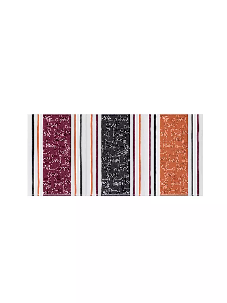 KRACHT Halbleinen Jacquardtuch 3er Pkg Cat bunt