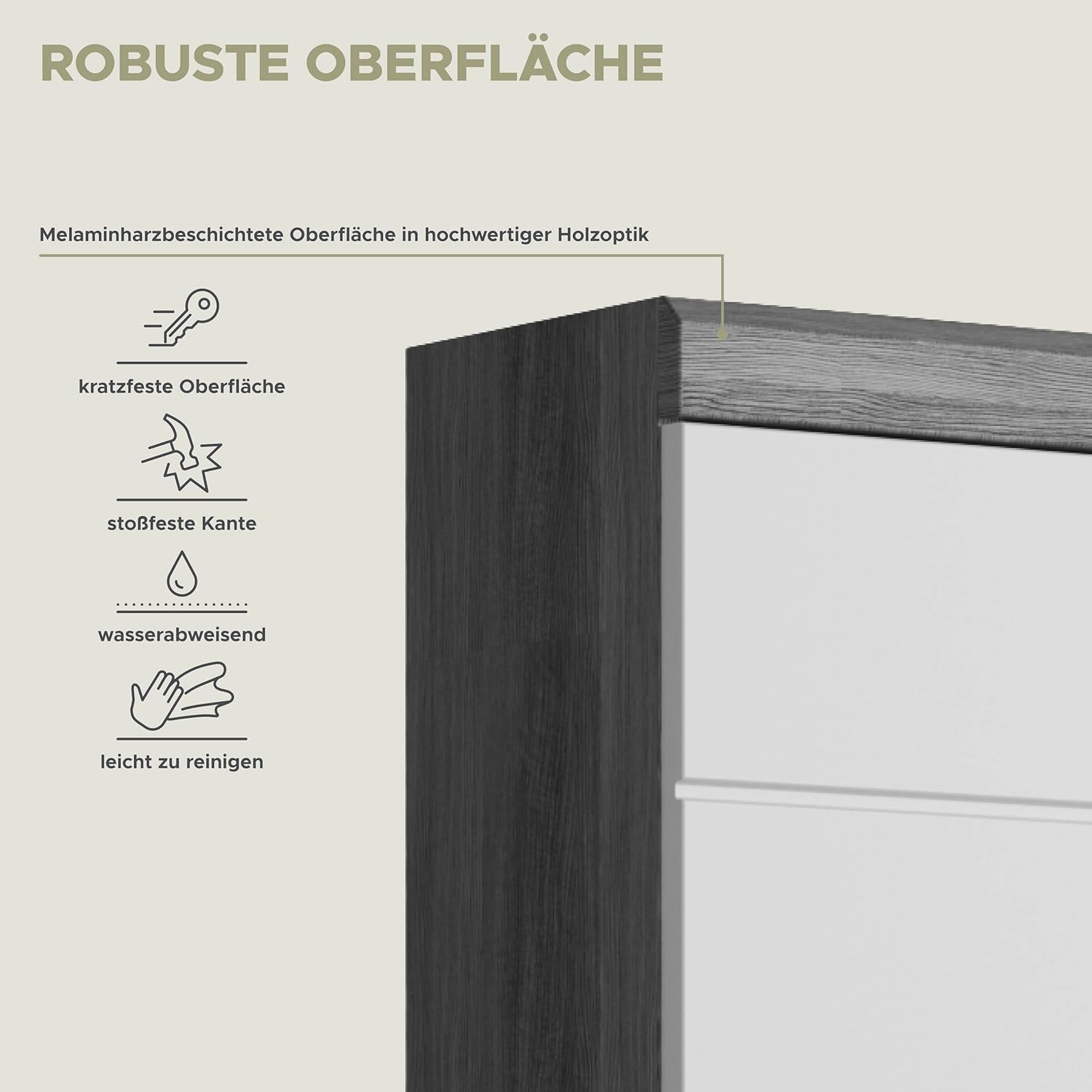 xonox.home Badezimmer Scout X06B2723 Hängeschrank breit Schrank in Front weiß Hochglanz Korpus rauchsilber Nb.ca.74x79x24 cm