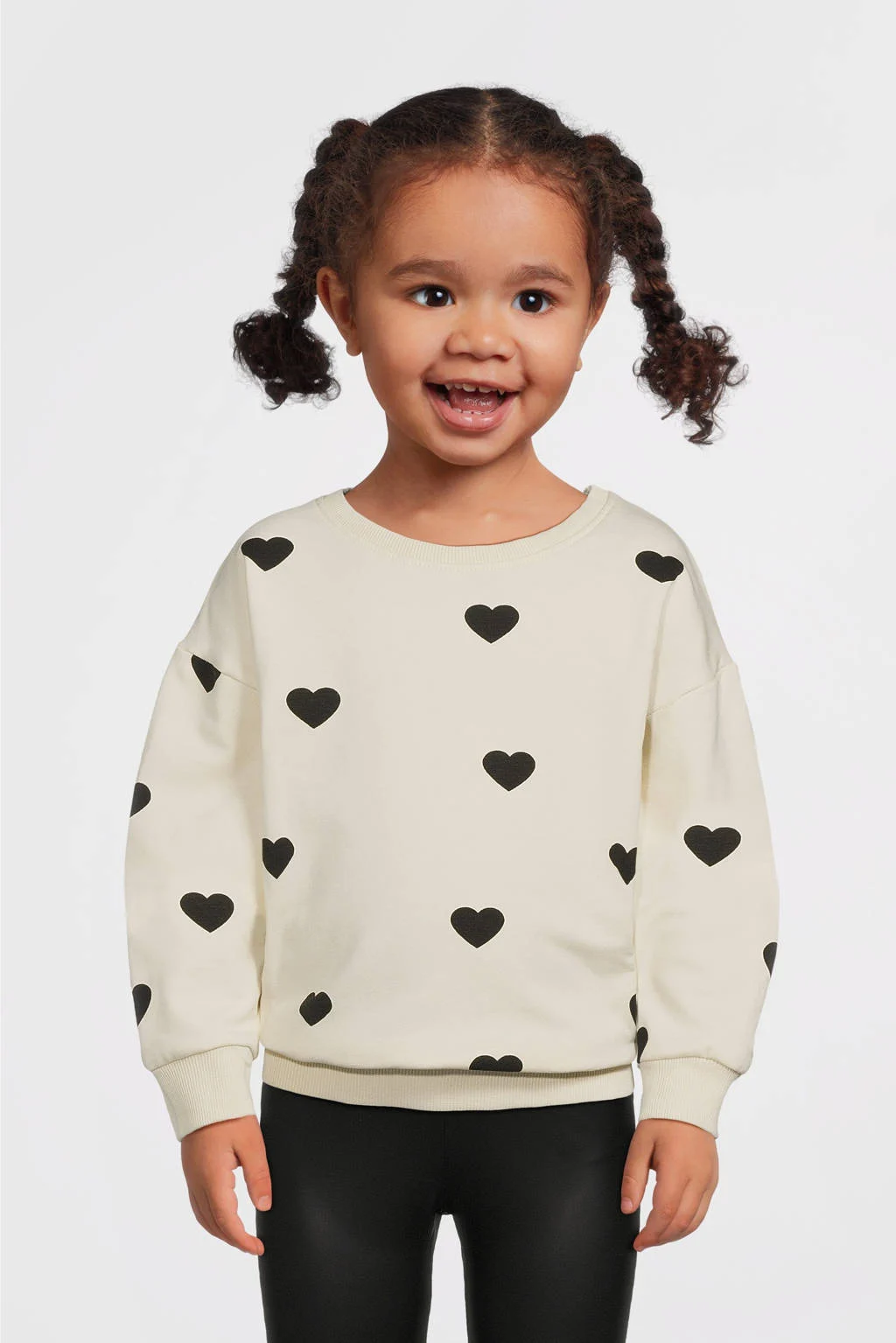 NAME IT sweater NMFODINA met hartjes ecru/zwart