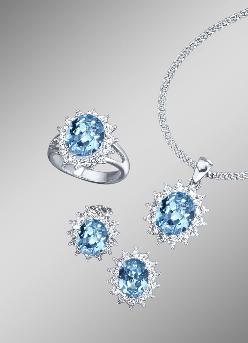 Schmuck-Set, 4-teilig mit Weißgoldauflage