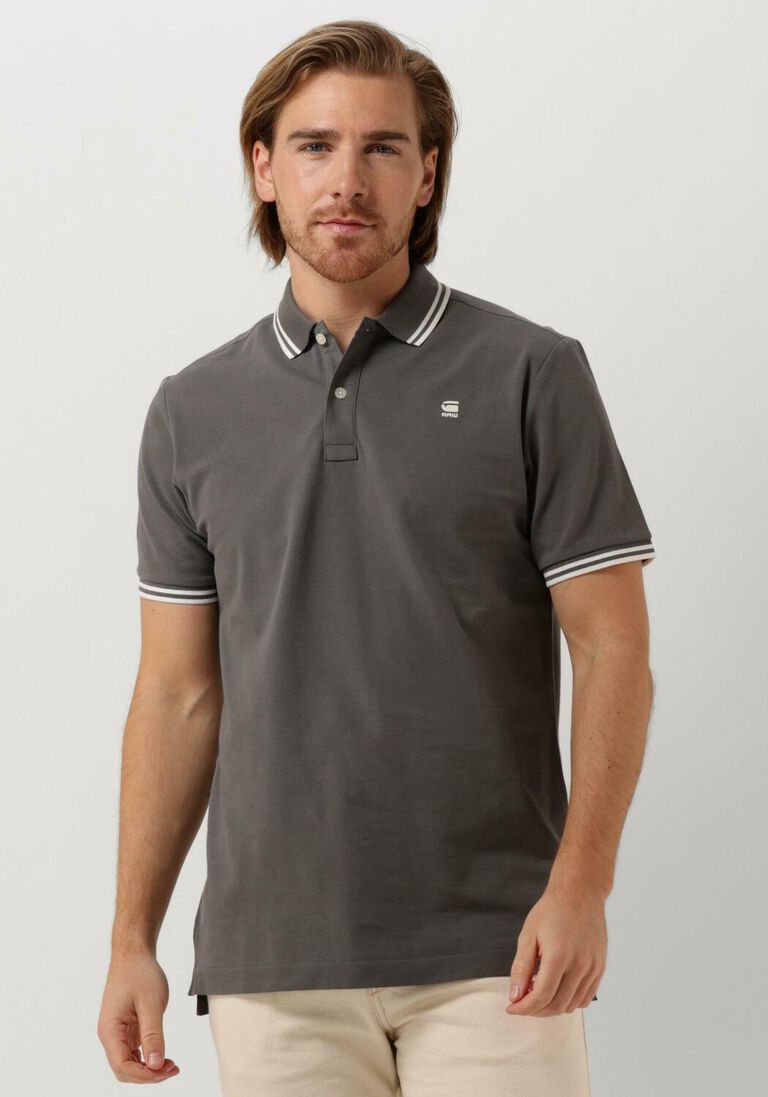 G-STAR RAW grijze g-star raw polo dunda slim stripe polo s/s