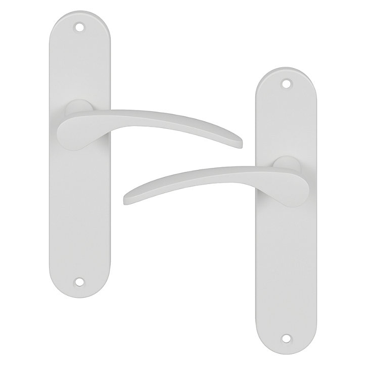 Ensemble poignée sur plaque rond GoodHome Beare mat blanc L.110.5mm x l.40mm entraxe 165mm