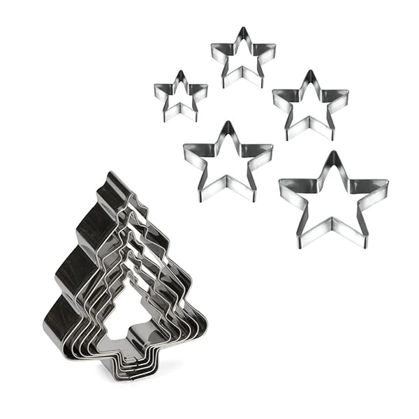Set de 10 emporte-pièces étoiles et sapin