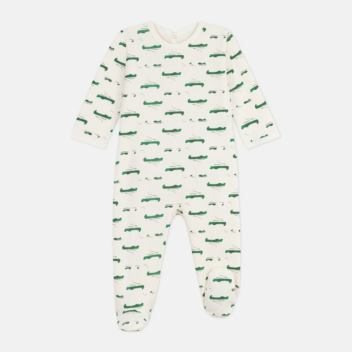 PETIT BATEAU<br>Pijama de bebê em fleece escovado com estampa e abertura nas costas