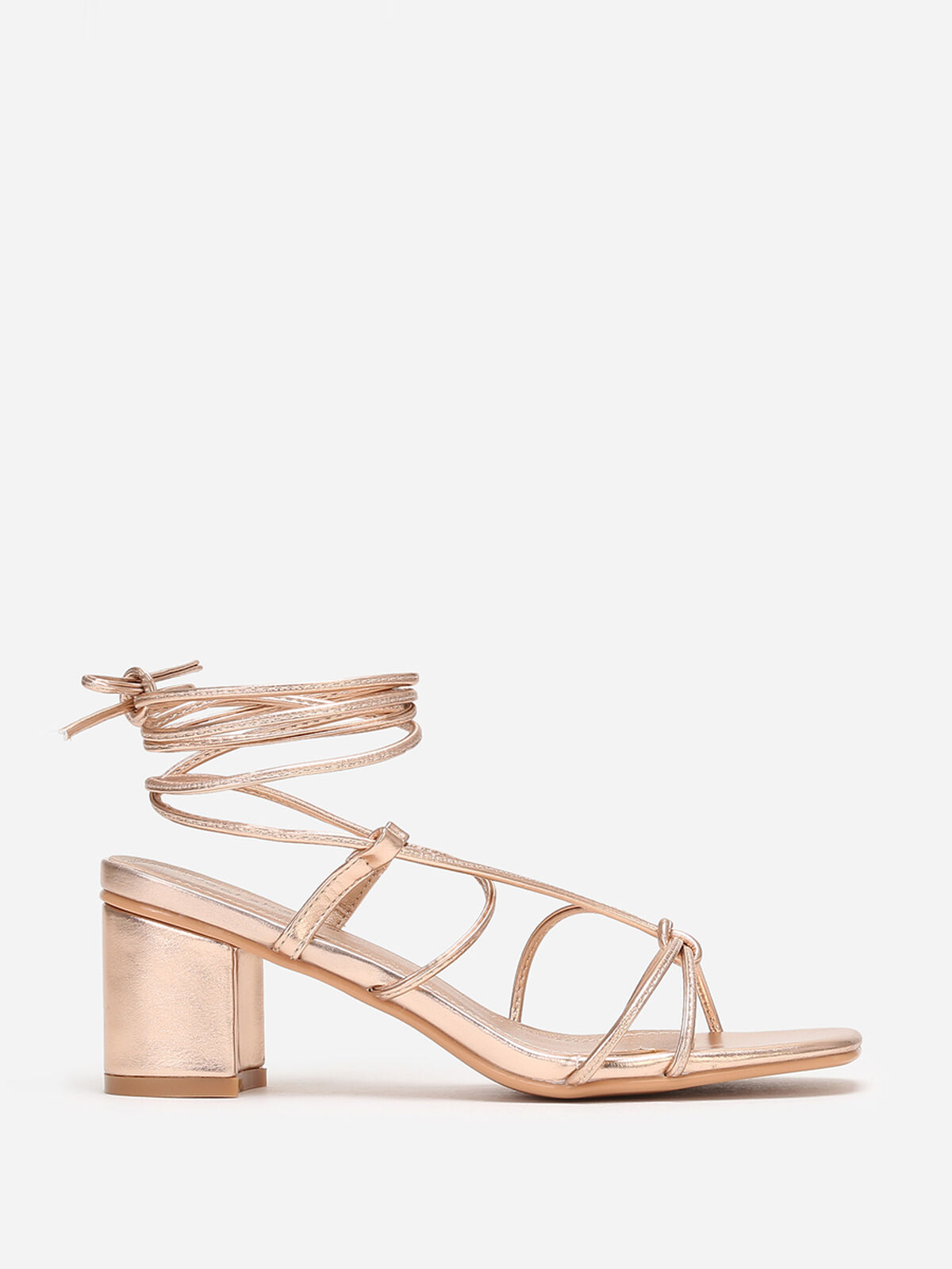 Sandales à brides entrelacées- Doré rose