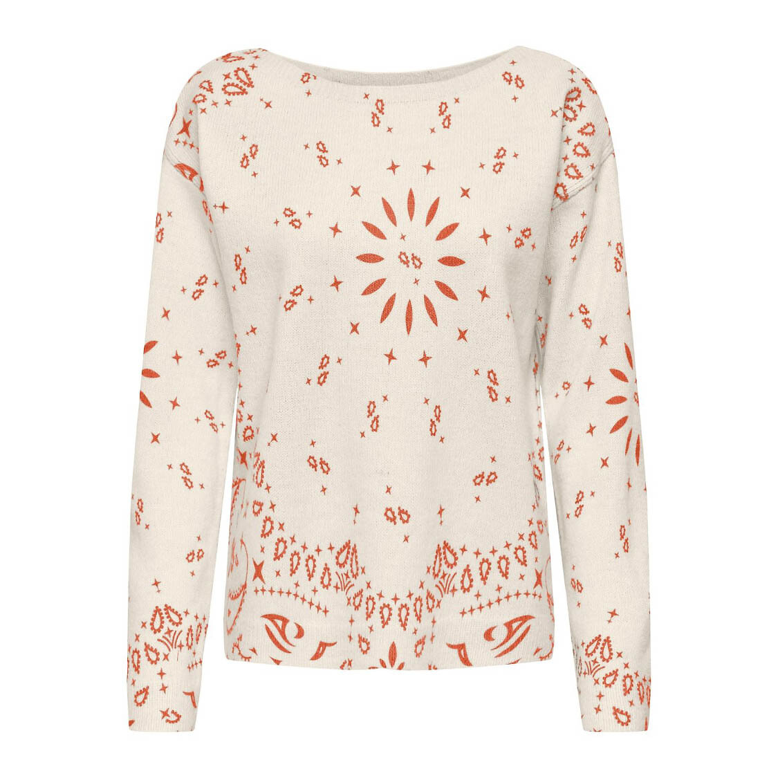 SOMENTE<br>Suéter estampado, gola canoa