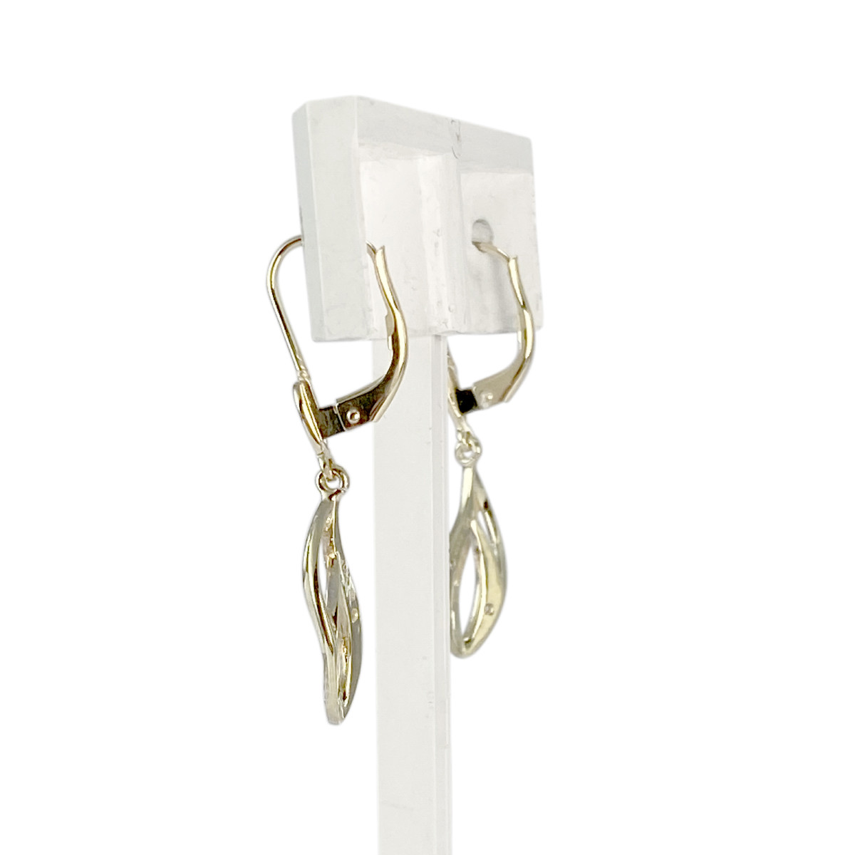 Boucles d'oreilles d'occasion or 375 2 tons dormeuses diamants