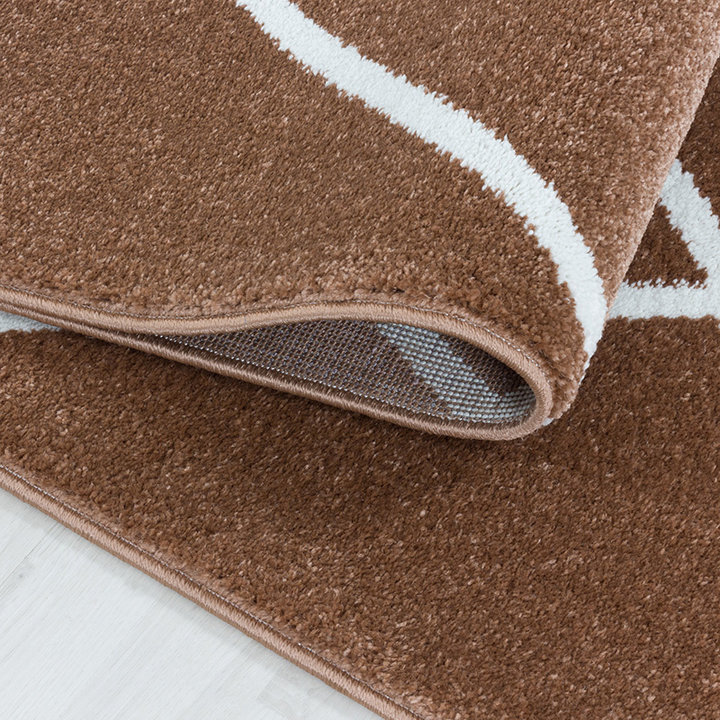 Laagpolig vloerkleed - Smoothly Lines Bruin/Wit