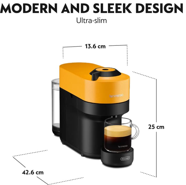 Nespresso Vertuo Pop kaffemaskine fra DeLonghi ENV90.Y (Mango Yellow)
