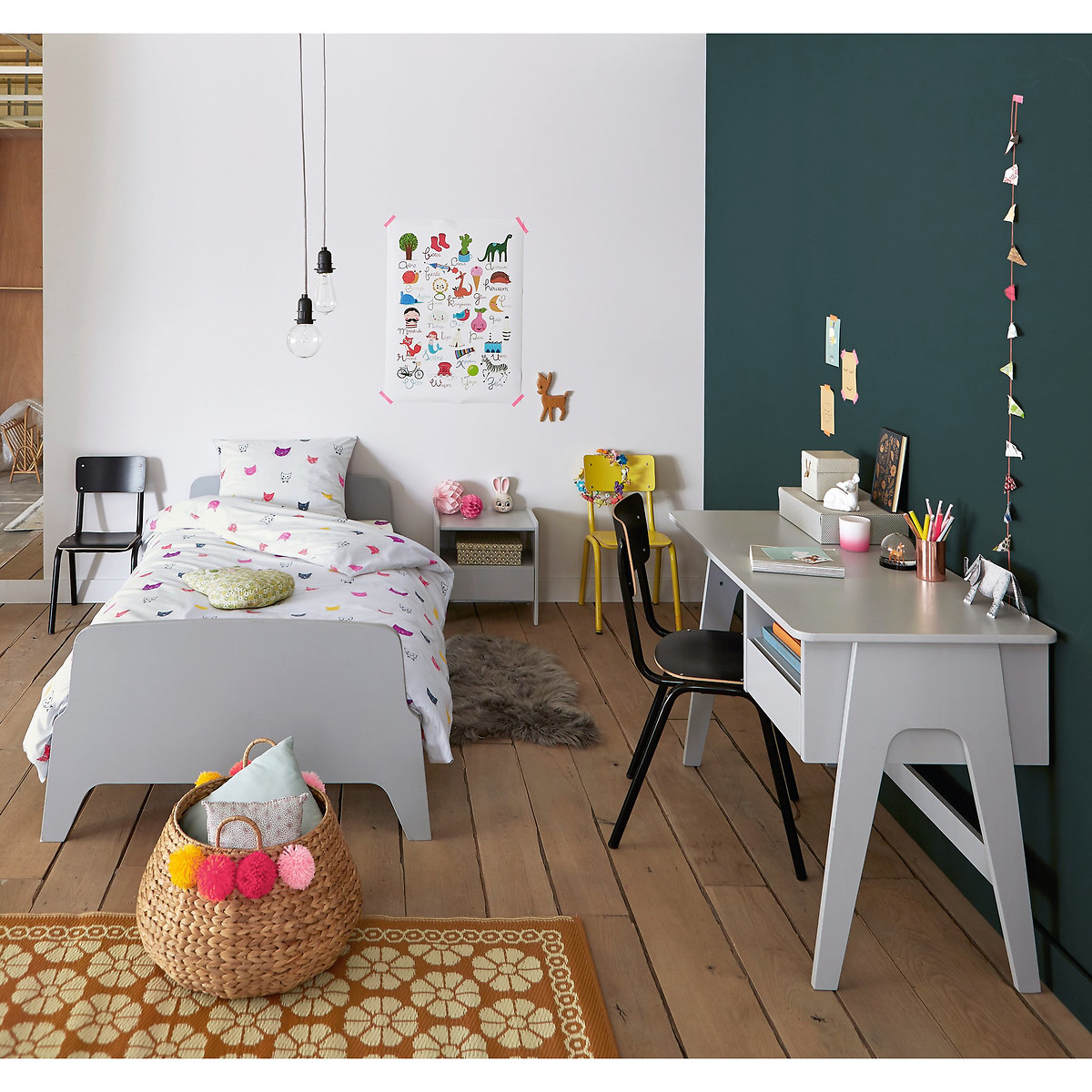 LA REDOUTE INTERIEURS<br>Cama com gaveta estilo retro vintage, 1 pessoa, Adil