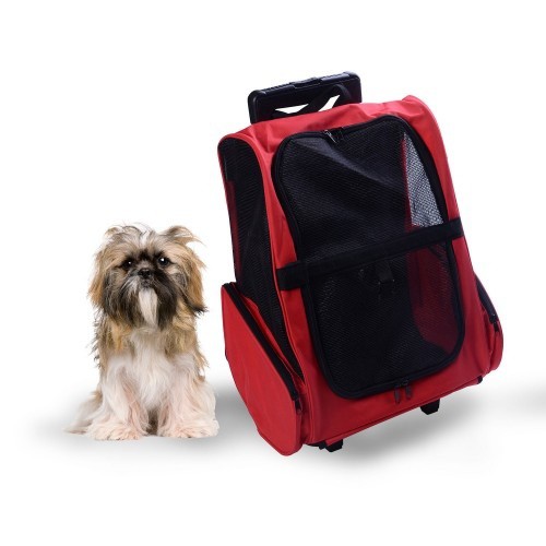 Carrinho/transportador 2 em 1 para animais de estimação PawHut, vermelho