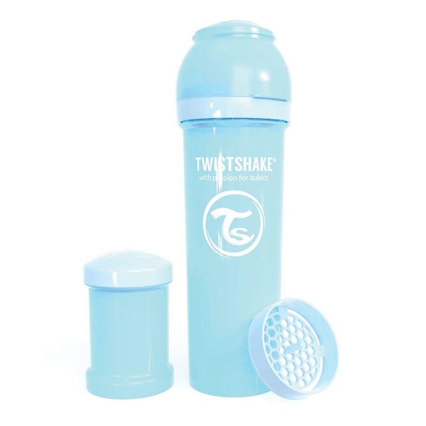 Biberon anti-colique 330 ml - Bleu Pastel - Ecru