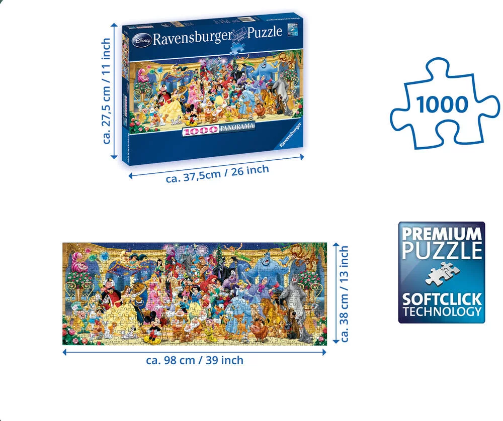 PUZZLE PANORAMA 1000 PIECES PHOTO GROUPE DISNEY