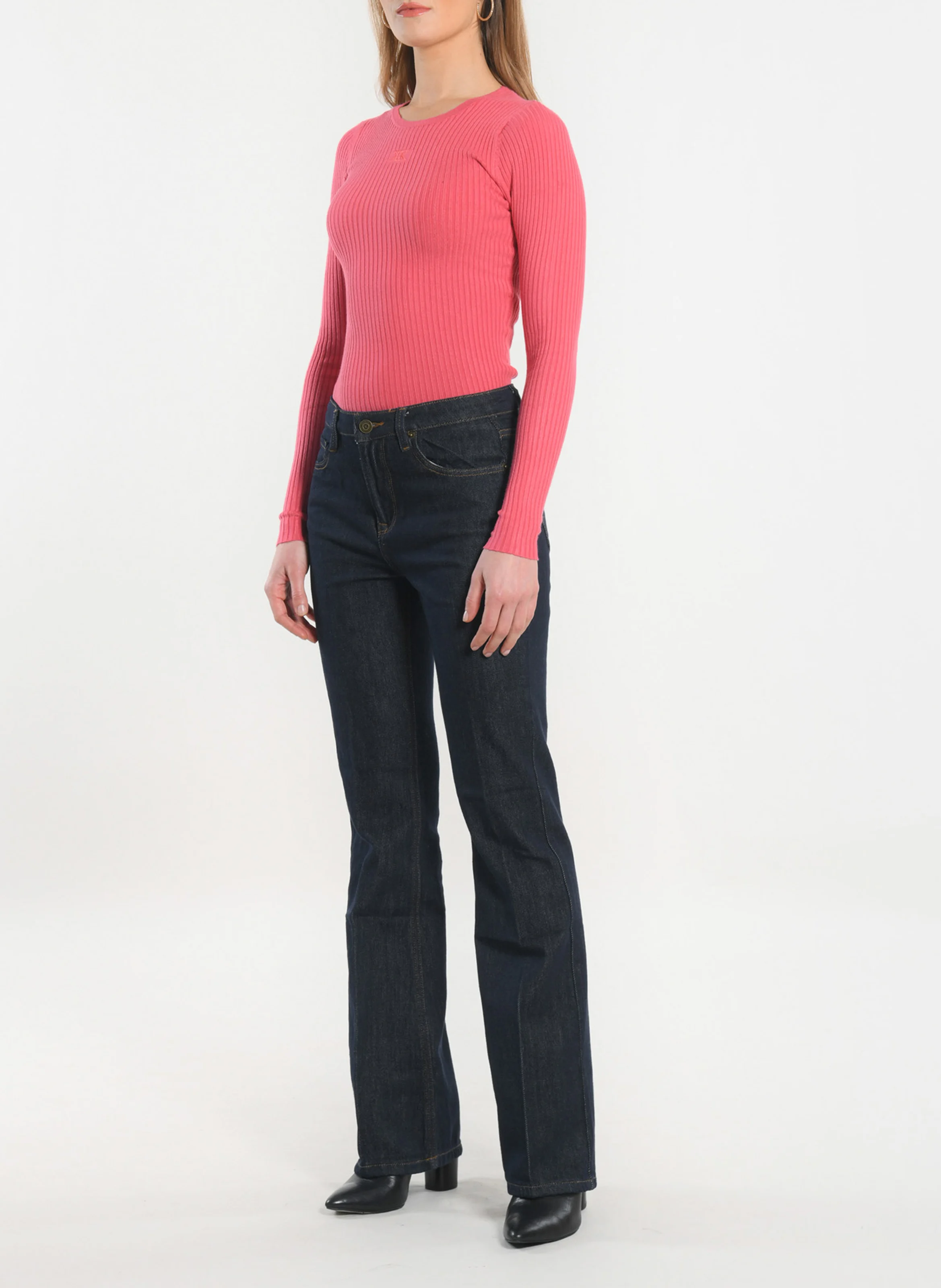 STACY - Jean flare en coton mélangé | Noir