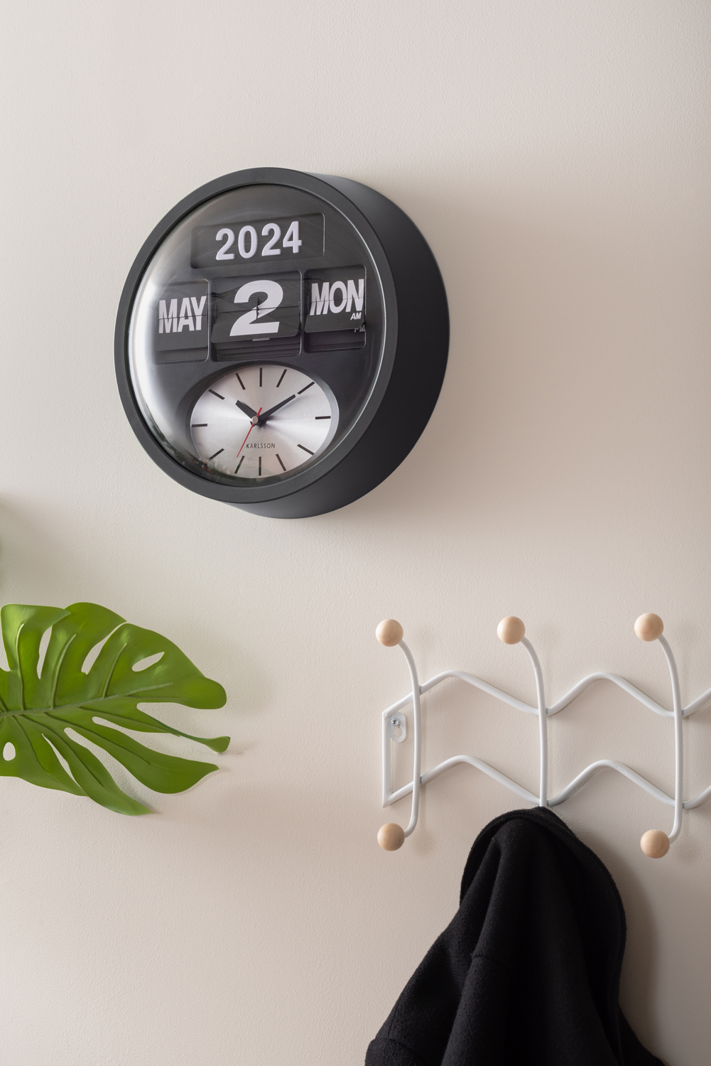 Wandklok Round Flip - Zilver