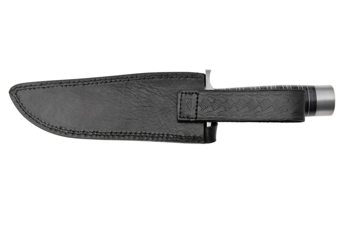 Rough Ryder Large Bowie RR2391, Satin Stainless Steel, Layered Wood, vaststaand mes