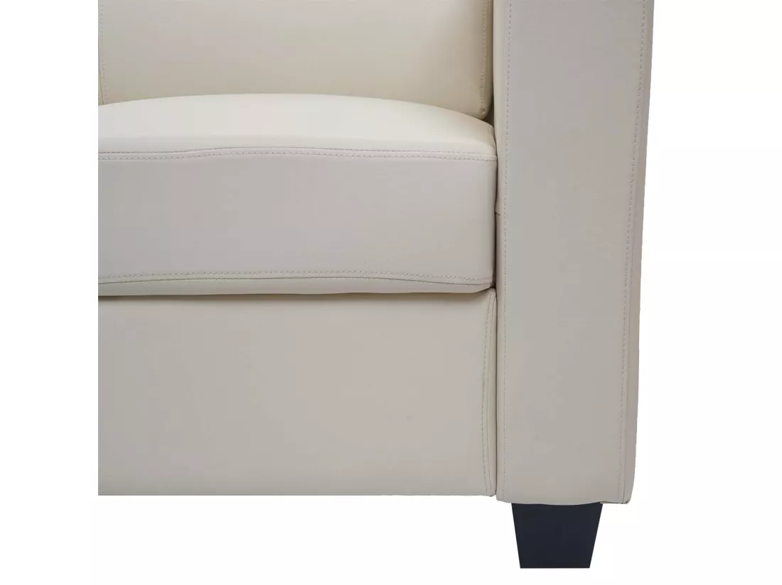 Fauteuil lounge Lille, Cuir, crème