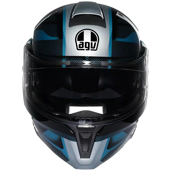 AGV - Casque Streetmodular Ledro Noir Mat / Bleu Clair