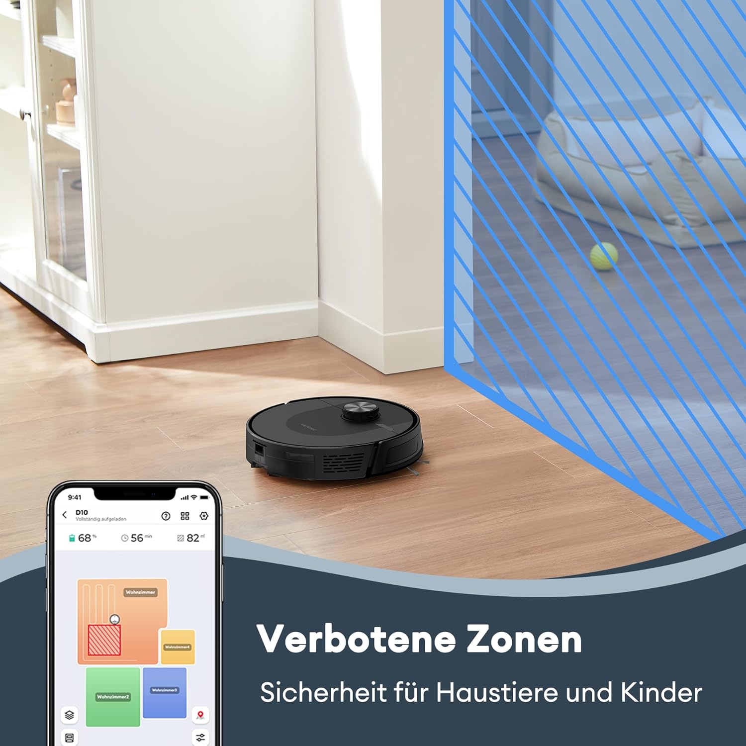 Ultenic D10 Saugroboter mit Wischfunktion 3 in 1, 5000Pa Staubsauger Roboter mit LiDAR Navigation, 50 dB Saugroboter, Roboterstaubsauger mit APP Steuerung, Ideal für Tierhaare, Teppiche, Hartböden