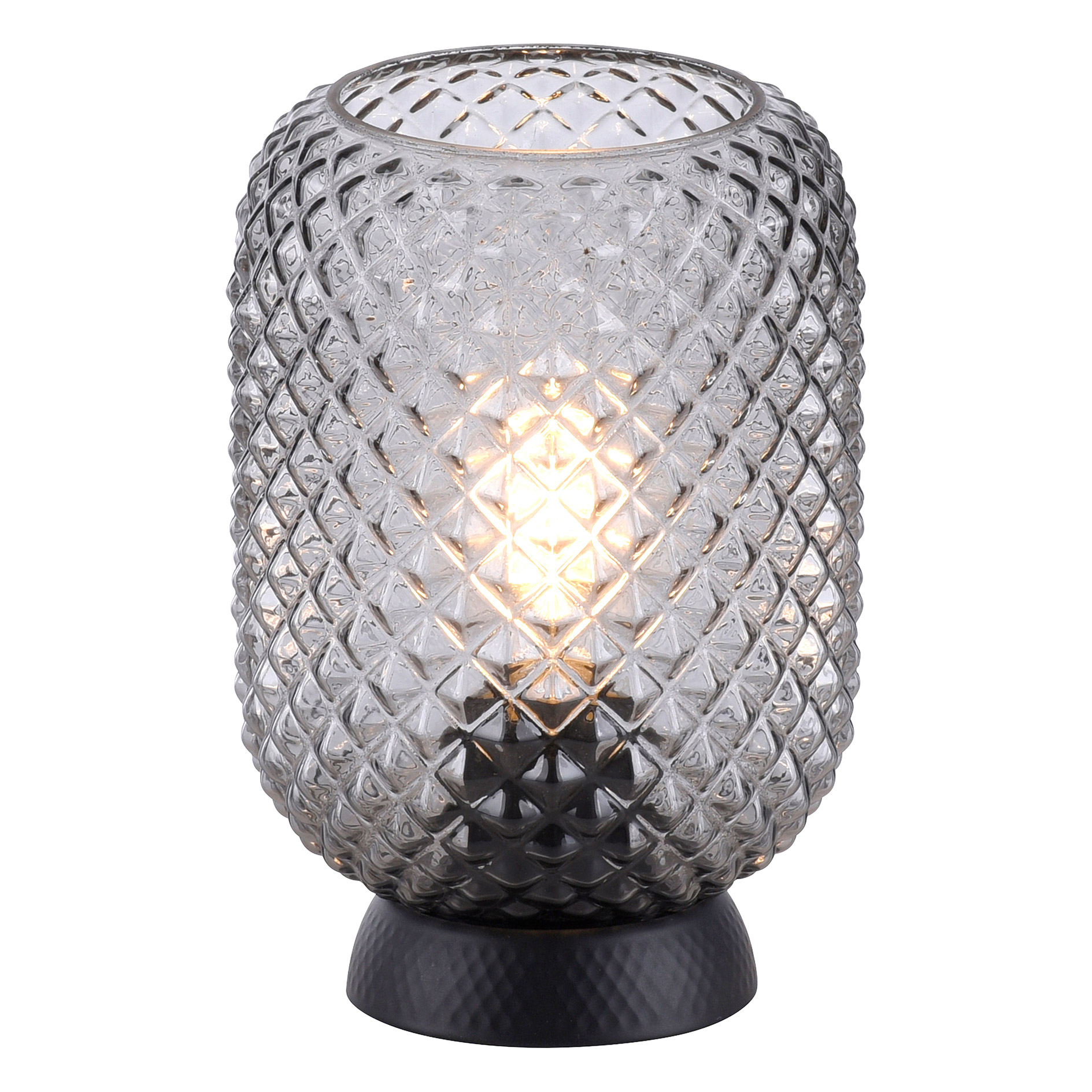 Tischleuchte - schwarz - Glasschirm - 22,5 cm