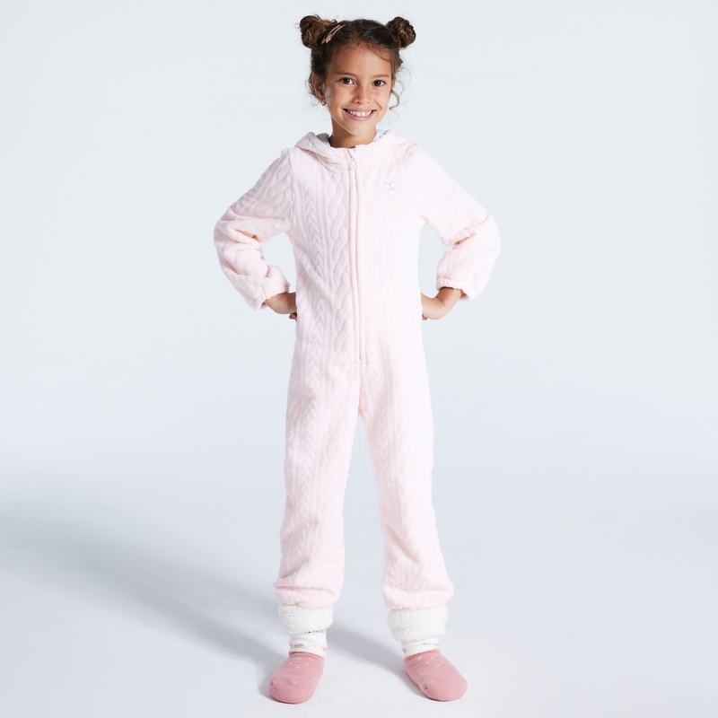 Combi-pyjama en velours polaire rose fille