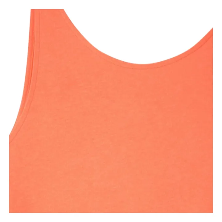 American Vintage Robe Col Bateau Lopintale Coton et Lin | Orange fluo