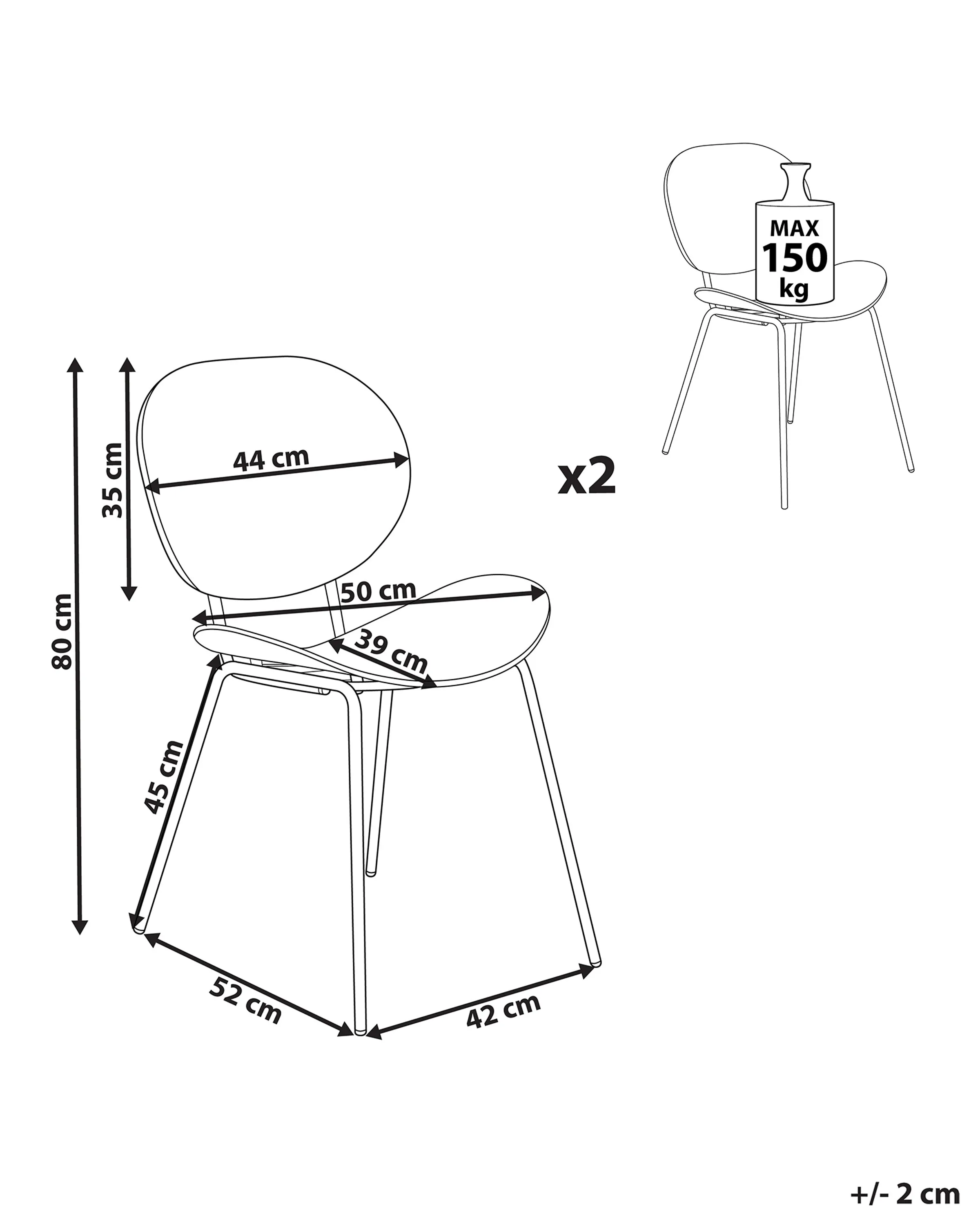Set van 2 eetkamerstoelen SHONTO Wit