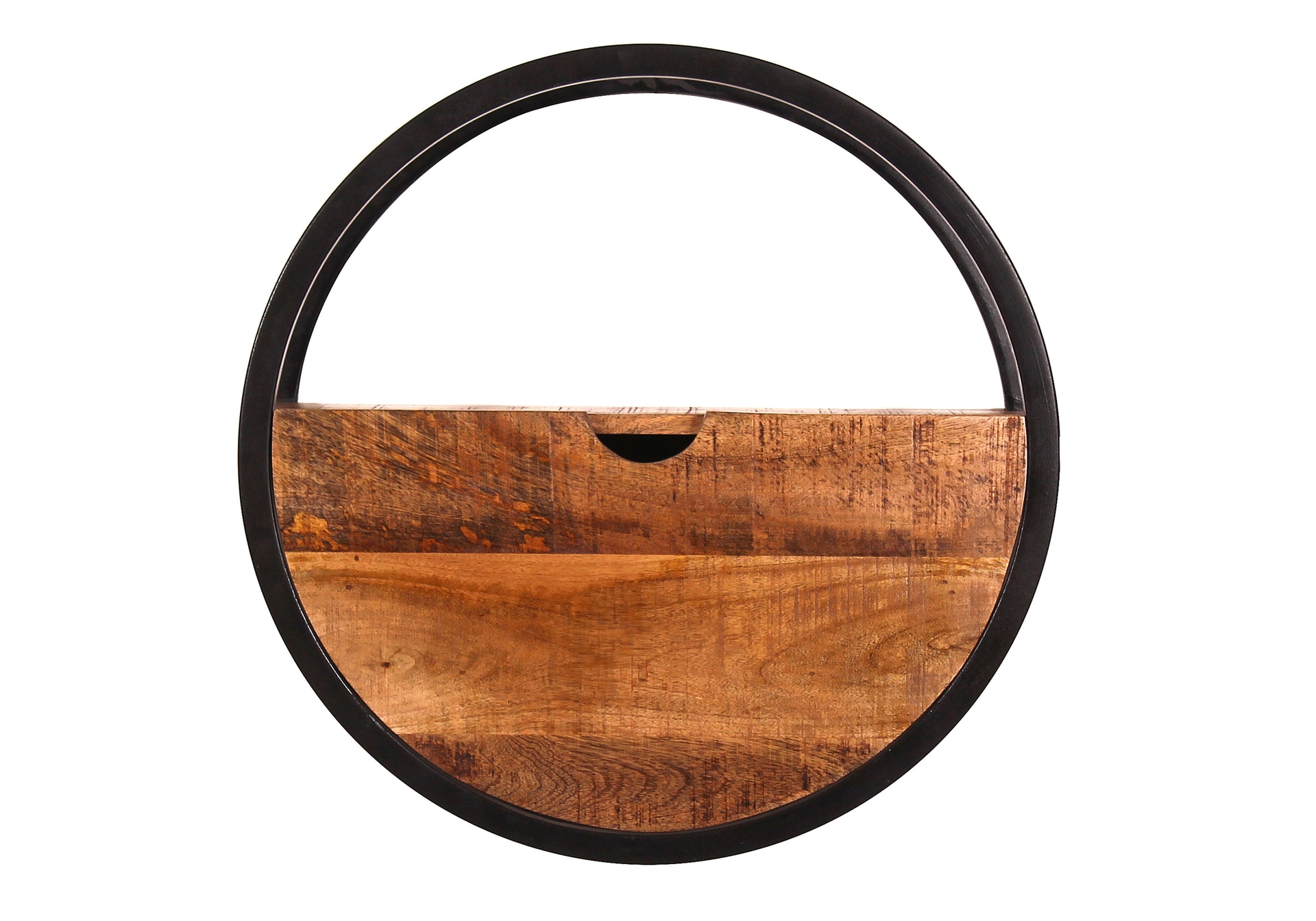 Wandregal 50 x 50 cm Mangoholz Metall natur schwarz