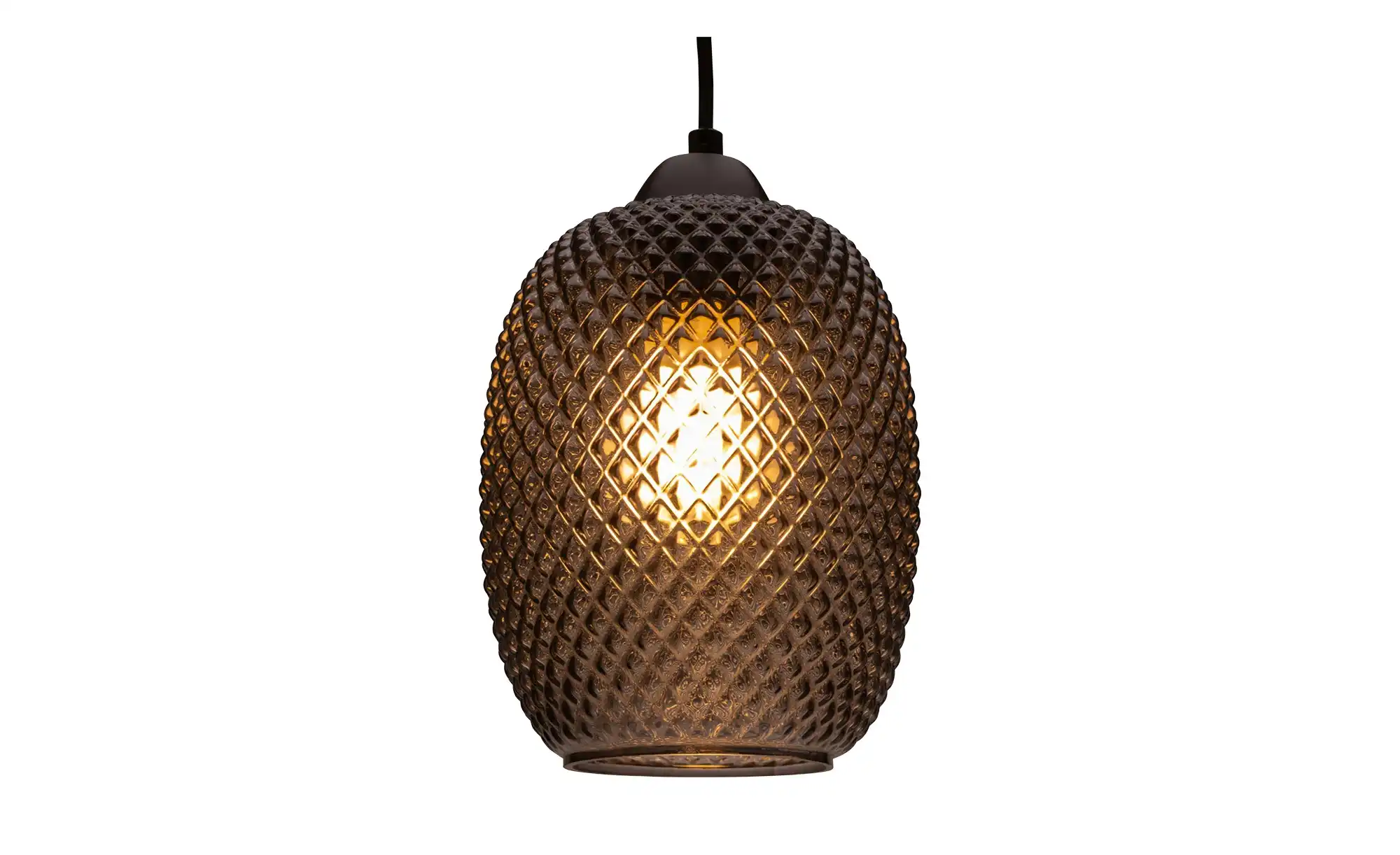 Pendelleuchte, 1-flammig, Rauchglas mit Struktur