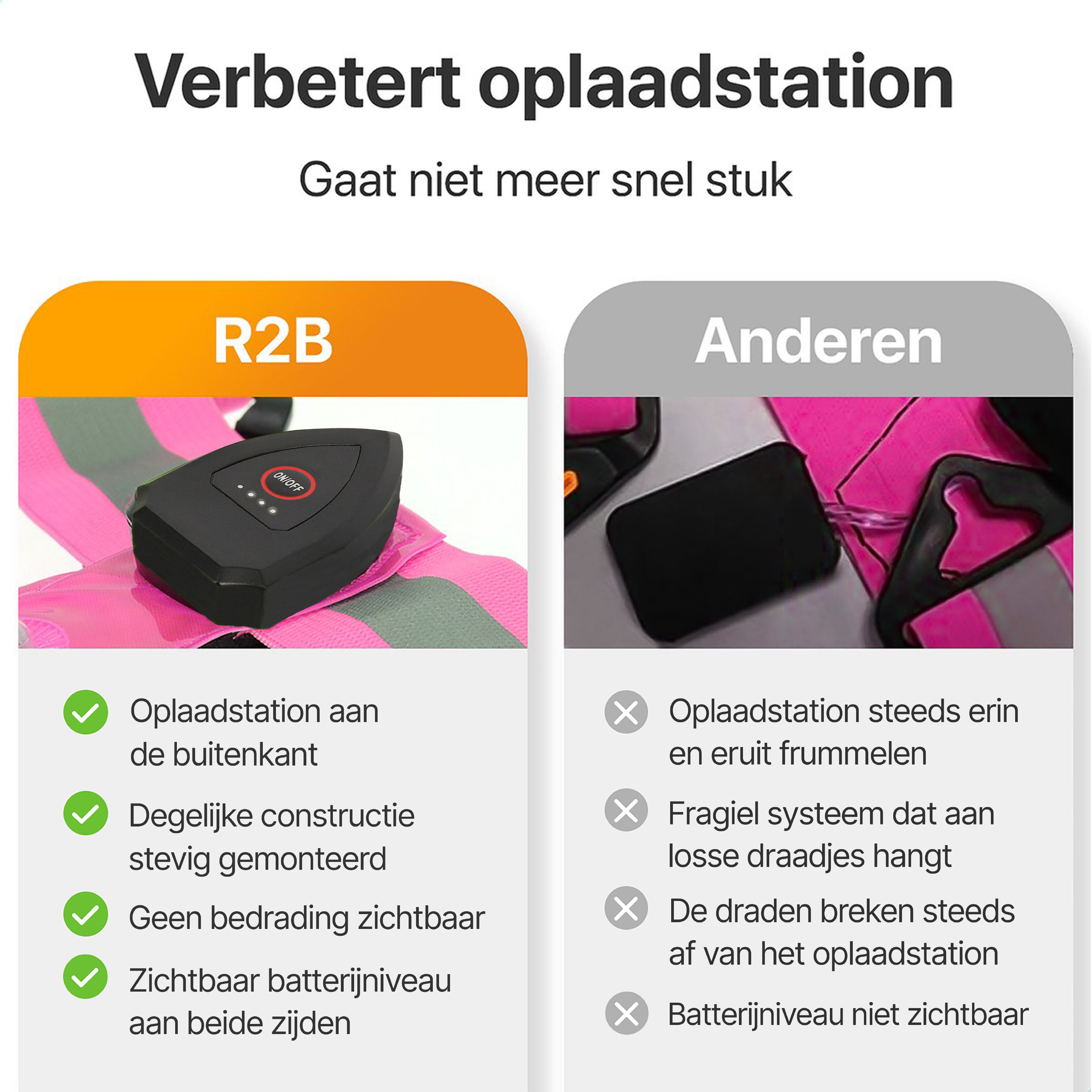 R2B oplaadbaar hardloopvest - Pink