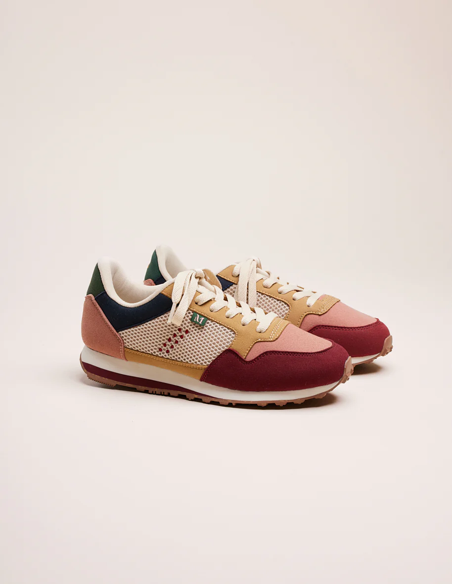 Baskets basses Gabrielle - Suède vegan et mesh bordeaux nude