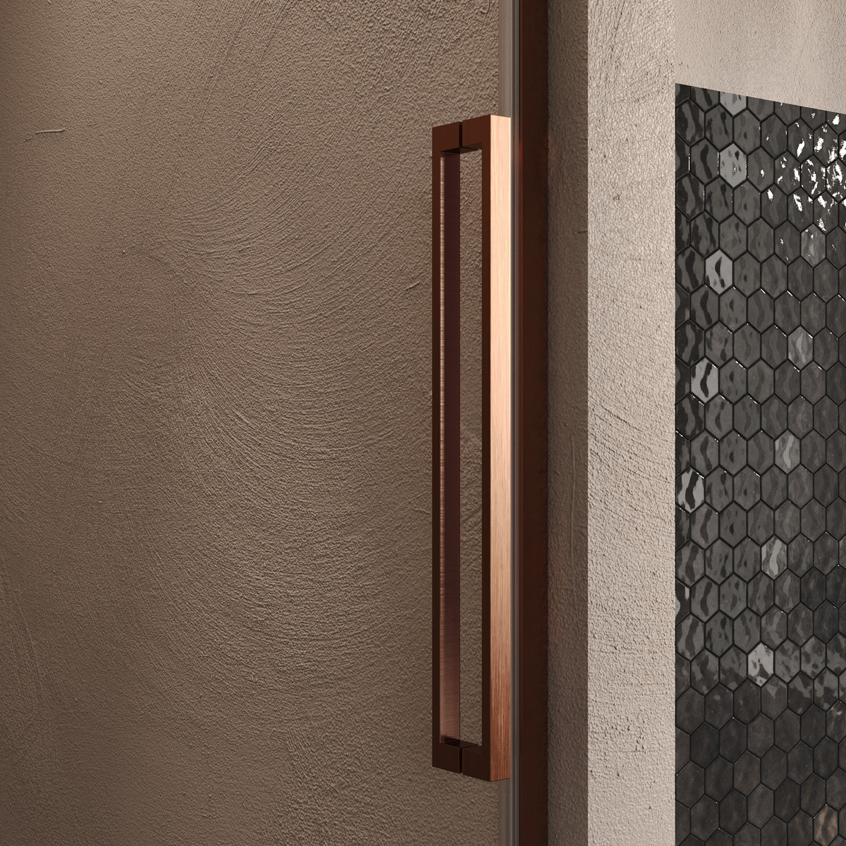 Brauer Stellar nisdeur met vaste wand 148.5-160cm koper geborsteld PVD
