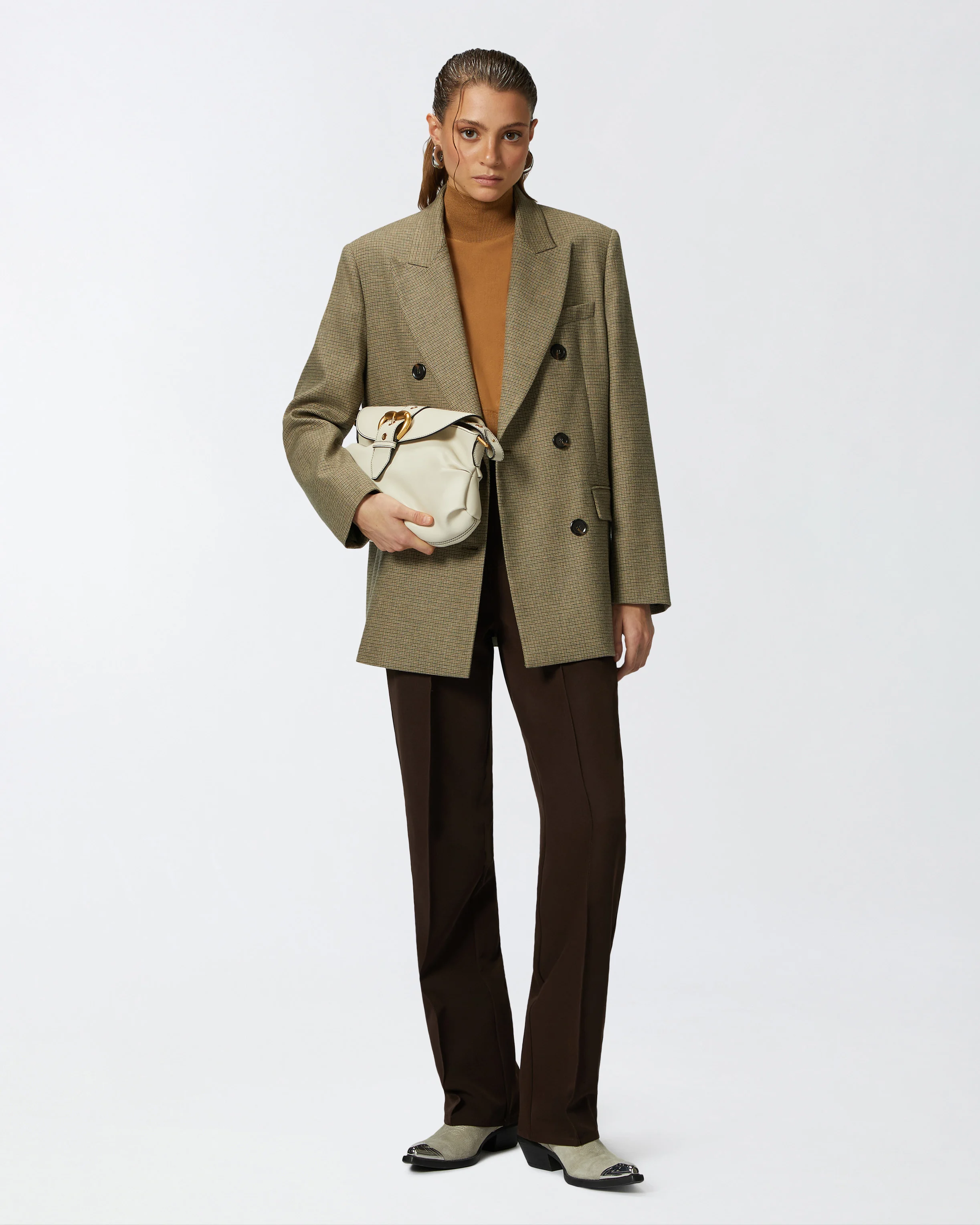 Pull court boutonné à manches mi-longues | Beige