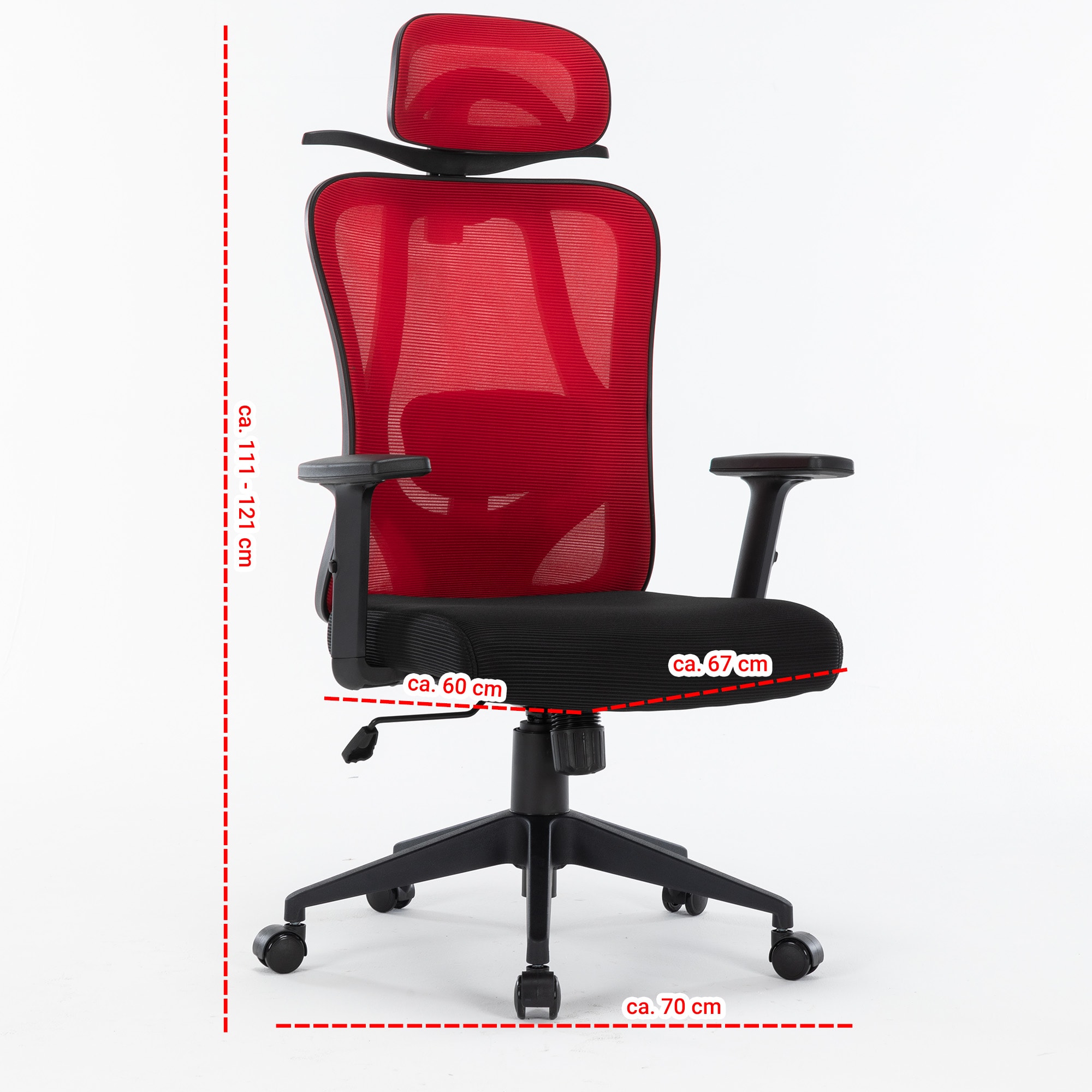 Bürostuhl mit platzsparendem Kleiderbügel - ergonomischer Schreibtischstuhl mit Nacken- und Lordosenstütze - komfortabler Gamingstuhl mit Netzrückenlehne und Wippfunktion