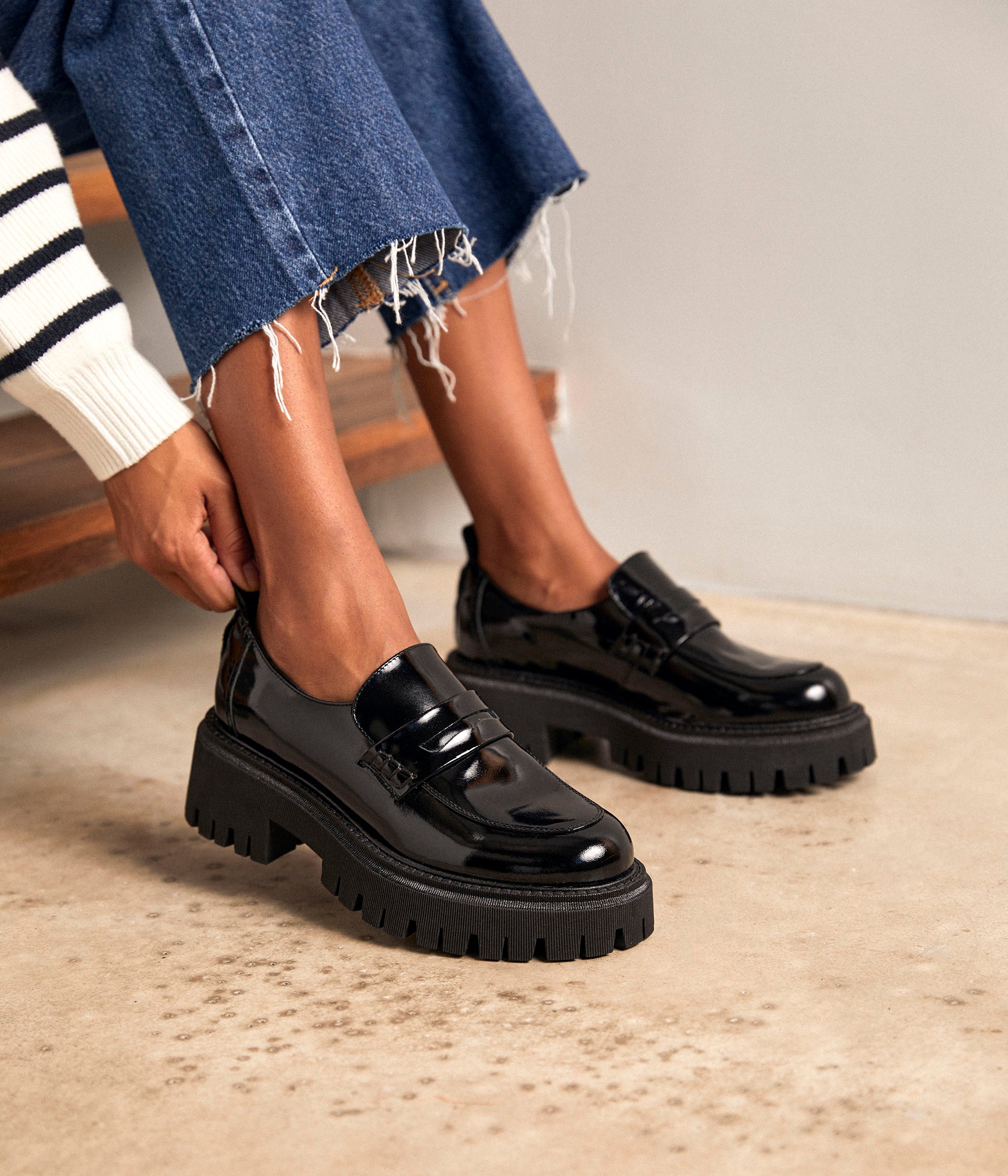 Mocassins crantés vernis Aelle