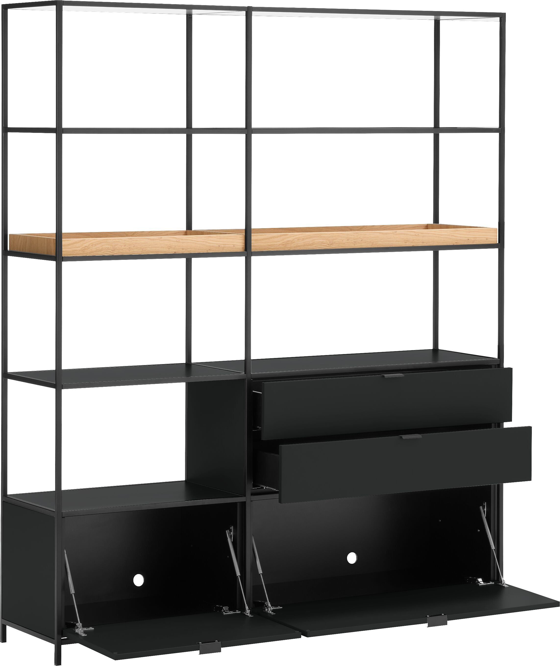SEVEN Regal - Anthrazit/Eiche / B: 154.8 cm x T: 39.0 cm x H: 189.0 cm