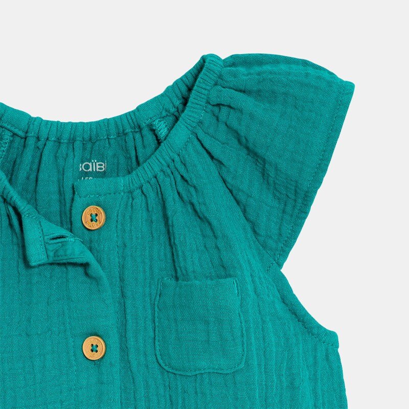 Combi courte gaze de coton vert bébé fille Vert
