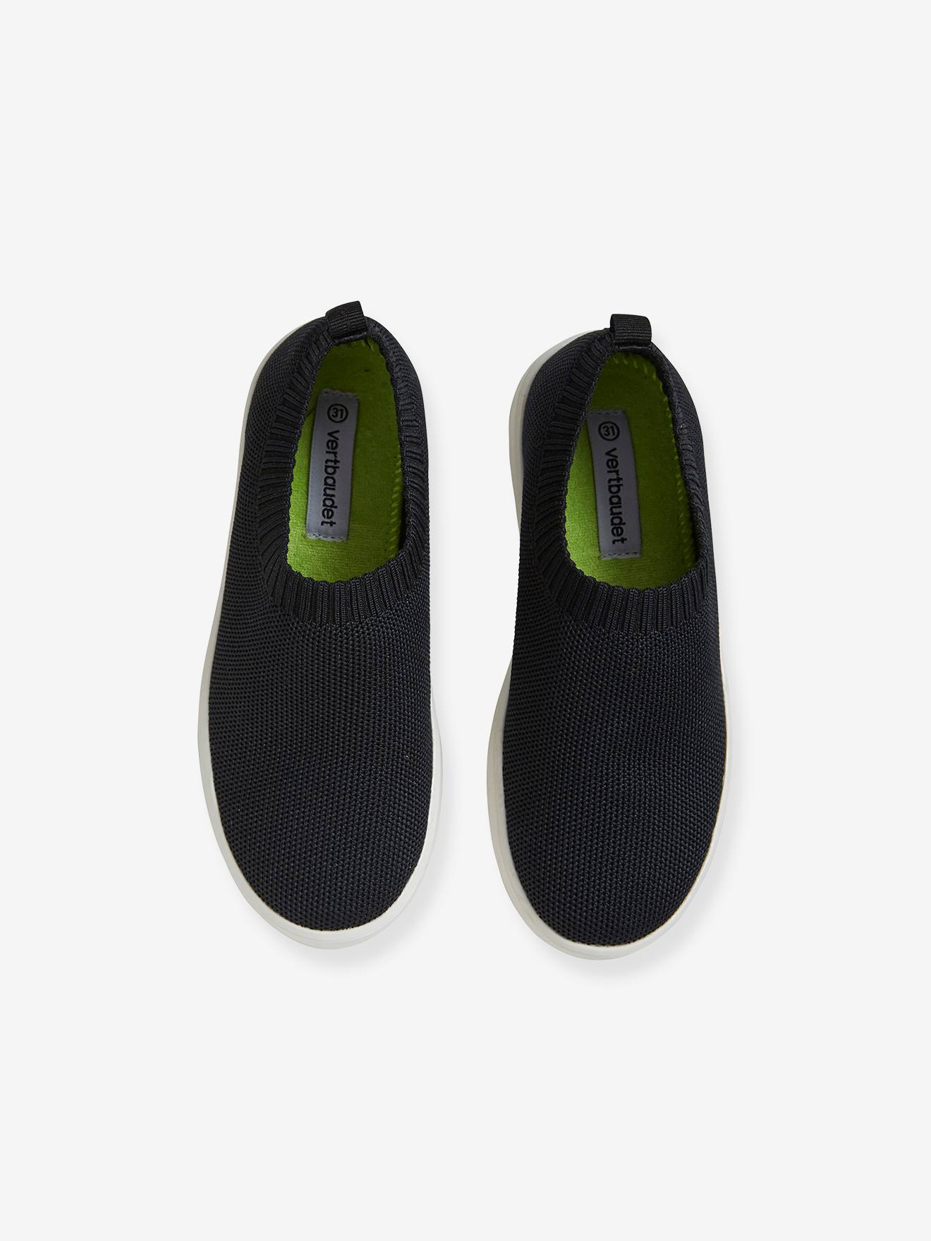 Tênis slip-on ecológicos para meninas, preto liso.