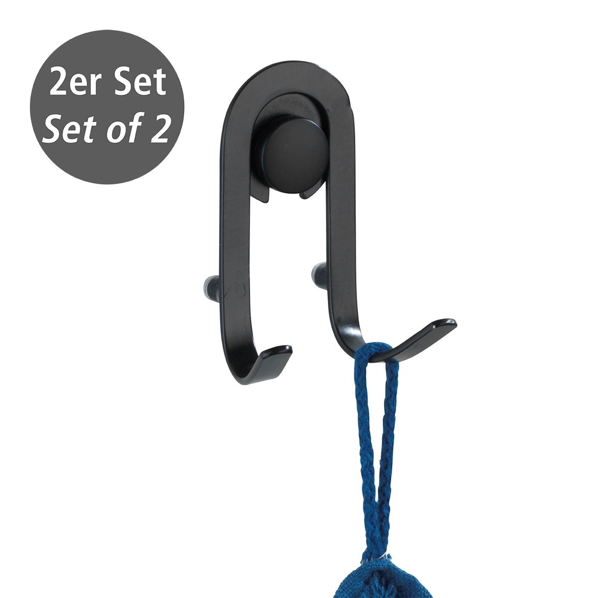 Wenko Classic Plus wandhaak 2 stuks zwart