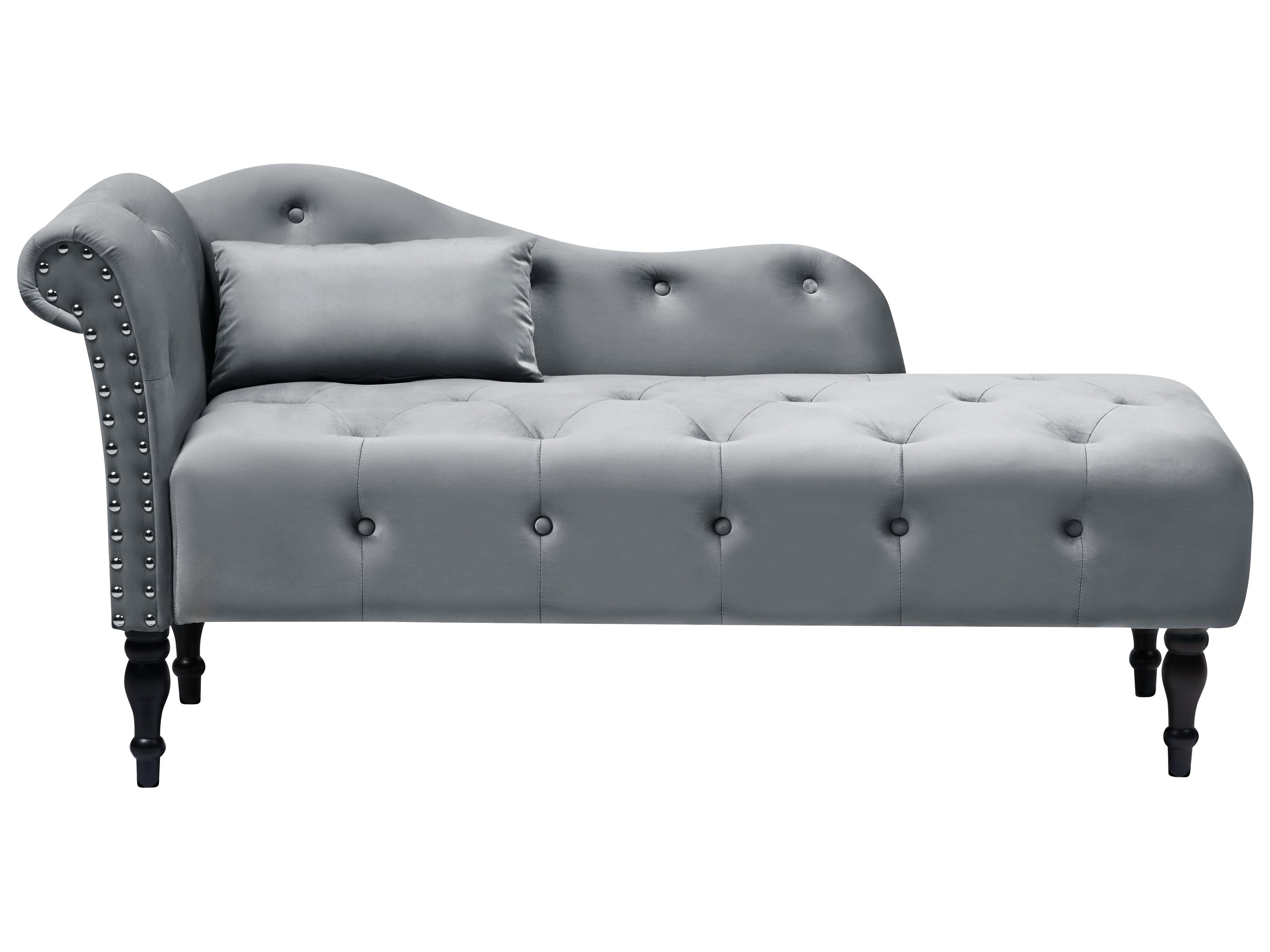 Linkszijdige chaise longue IVRY Fluweel Grijs