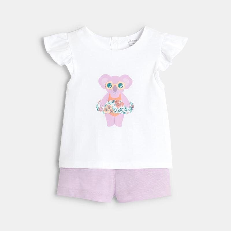 T-shirt koala et short mauve bébé fille Mauve Violet