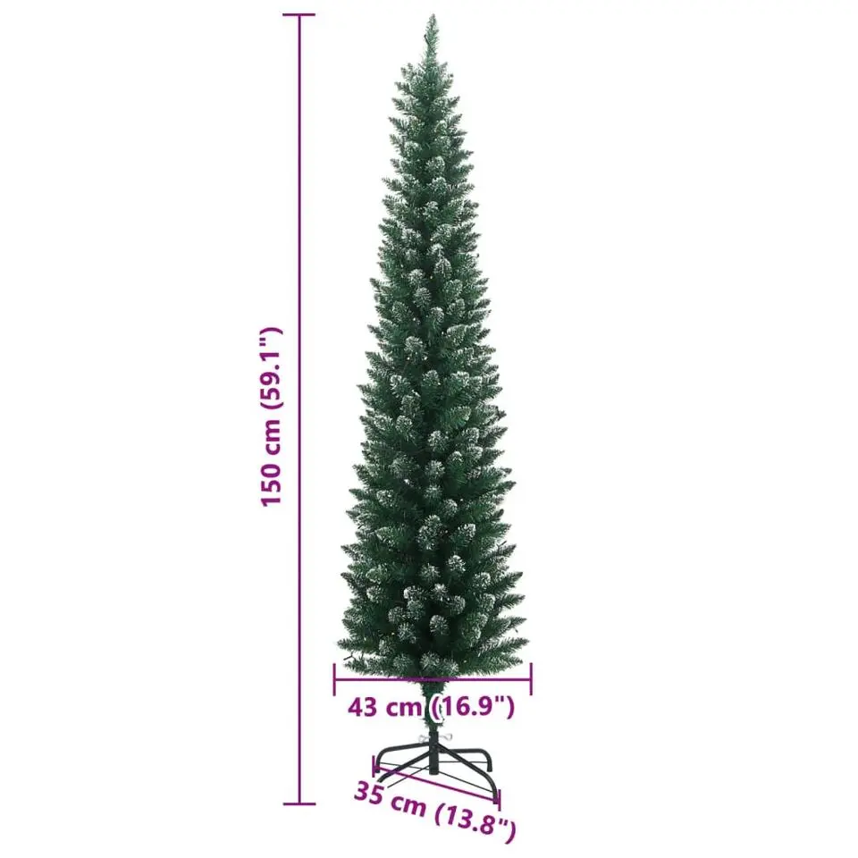vidaXL - Kunstkerstboom met 208 tips en 150 LED's 180 cm - Groen en wit - PVC