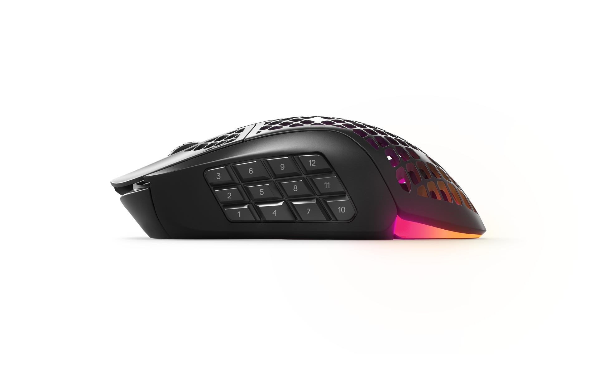 Gaming-Maus Aerox 9 Wireless<br>Ultraleichte, kabellose Gaming-Mouse mit ergonomischem 18-Tasten-Layout und RGB-Beleuchtung