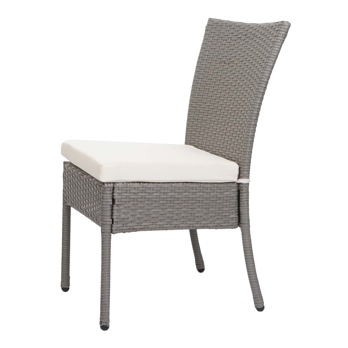 2er-Set Poly-Rattan Stuhl MCW-G19, Balkonstuhl Gartenstuhl, stapelbar ~ grau, Kissen creme