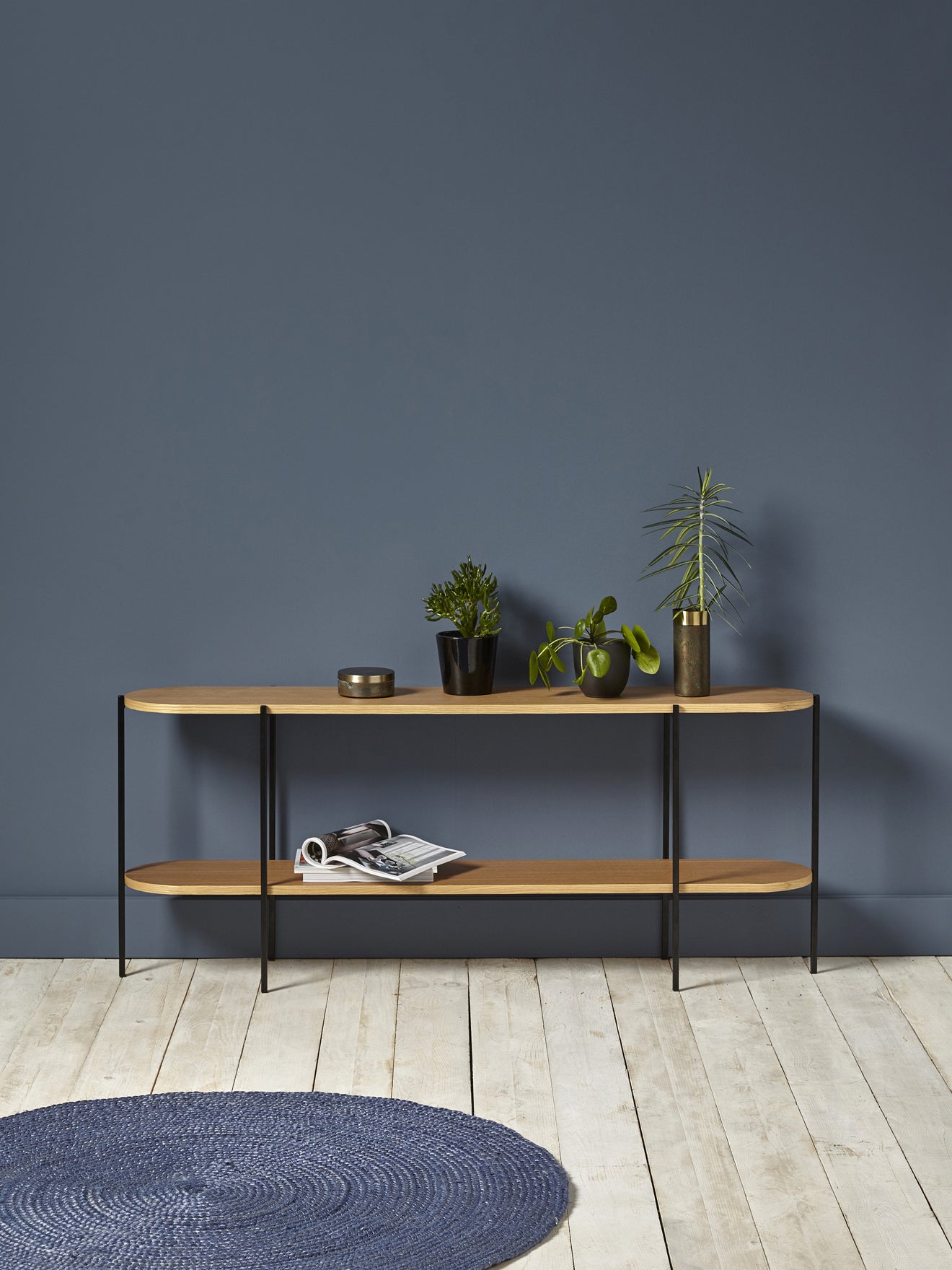Console en chêne et métal