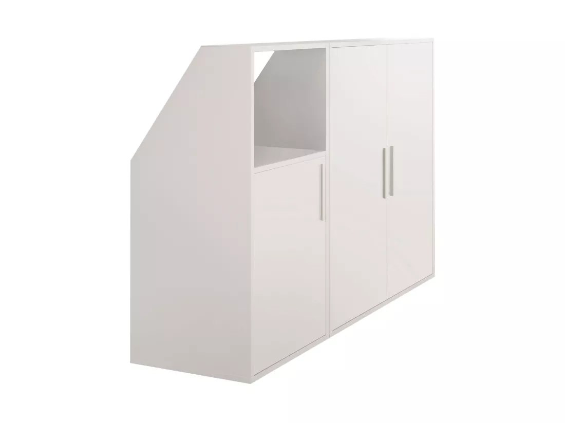 Meuble sous pente 3 portes et 1 niche - Blanc - ADEZIO
