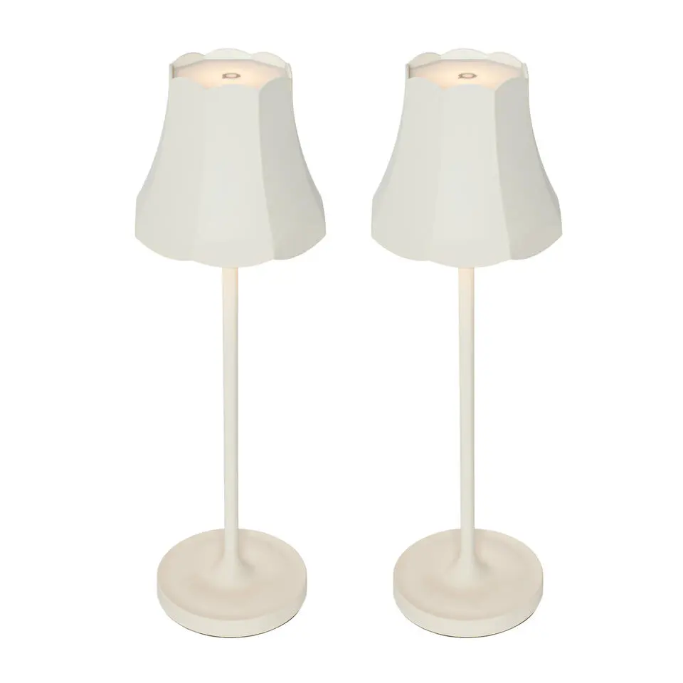 Qazqa tafellampen granny retro wit geïntegreerde led