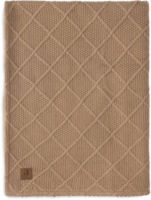 Jollein Strikket Teppe Rutemønster med Teddy-fleece, Biscuit