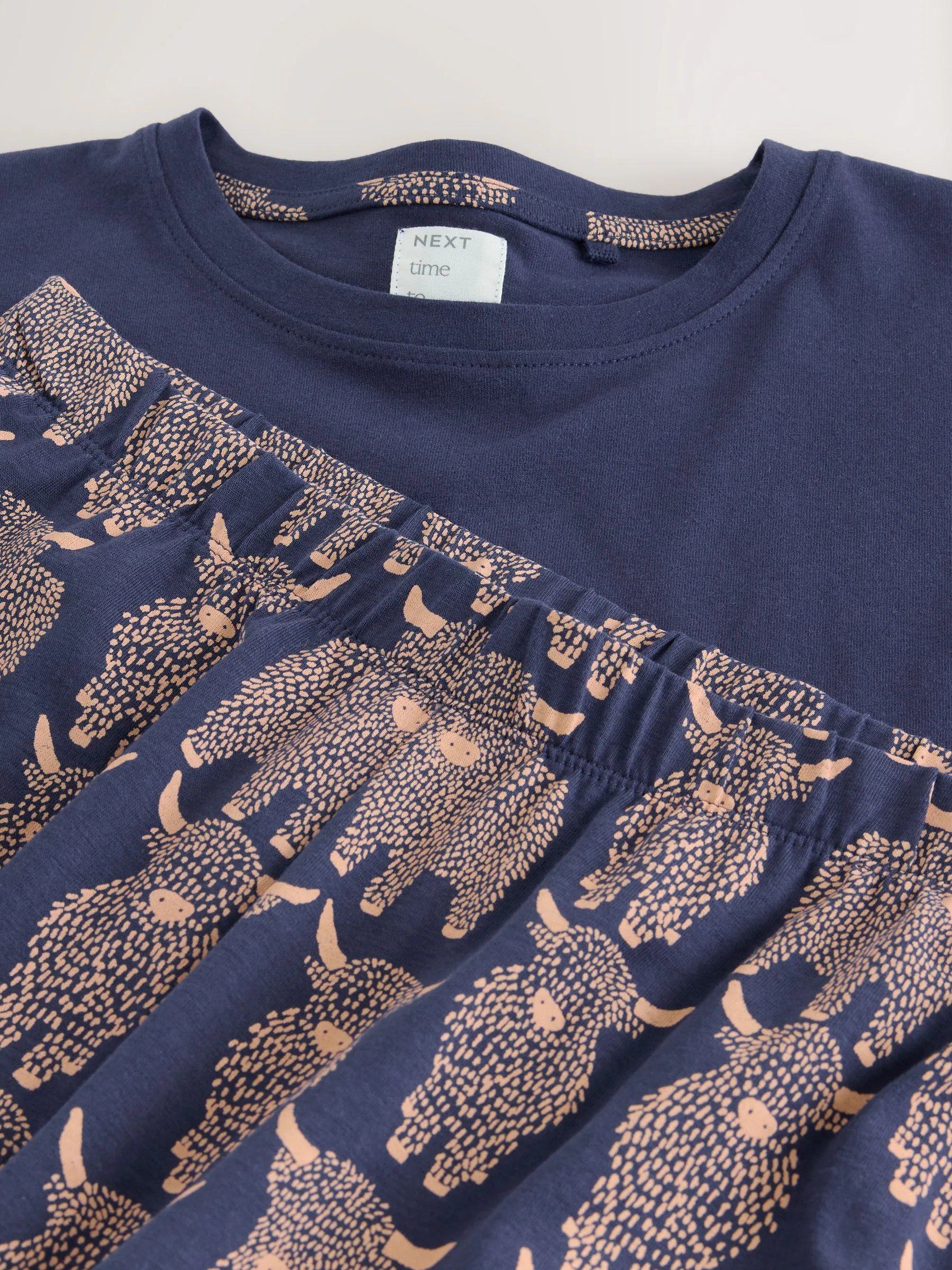 Navy Hamish The Highland Cow - Pyjama met korte mouwen
